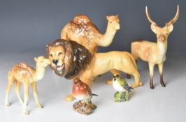 Beswick camel and foal, lion, fallow deer etc