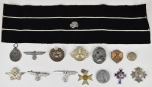 Twelve German and Allied copy and original badges including Control Commission, eagle breast