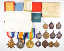 WW1 British Army medal trio named to 766 Pte W Dopson, Welsh Horse with box of issue, together