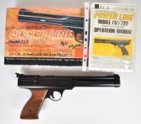 Daisy Power Line Model 722 .22 target air pistol with shaped and chequered grips and adjustable