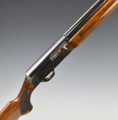 Browning 2000 12 bore 3-shot semi-automatic shotgun with named and engraved lock, chequered semi-
