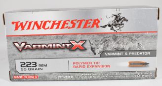 Twenty .223 Winchester 55g rifle cartridges, in original boxPLEASE NOTE THAT A VALID RELEVANT