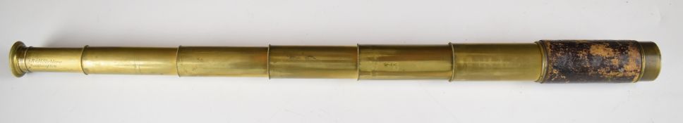 Six draw pocket telescope marked FR & H Stebbing, Southampton, with eye piece cover, 39cm fully