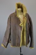 Leather flying jacket with sheepskin lining, DOT and AM to zip