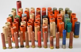 Sixty-eight collector's shotgun cartridges including Nobel's Empire 12 bore brass cased, 8 bore,