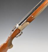 Lanber 12 bore over and under shotgun with engraved lock, underside, trigger guard and thumb