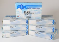 One-hundred-and-forty 8x57mm (7.92mm Mauser) FOM rifle cartridges, all in original boxes. PLEASE