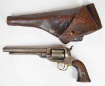 Whitney of Newhaven .36 5-shot single action percussion revolver with brass trigger guard, wooden
