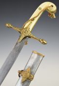British Cavalry 1850 pattern officer's sword with bone or similar grips, 78cm etched curved blade