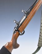 Sabatti .243 Win bolt-action rifle with chequered semi-pistol grip and forend, raised cheek piece to