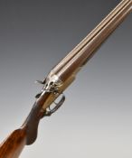 Unnamed 12 bore side by side sidelock shotgun with chequered semi-pistol grip and forend, double