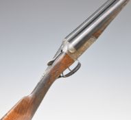 Charles Boswell 12 bore side by side ejector shotgun with chequered grip and forend, carved