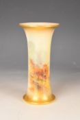 Royal Worcester flared vase decorated with Highland cattle signed James Stinton, height 15.5cm