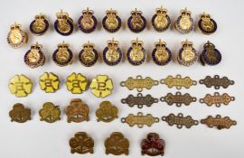 Twenty eight Civil Defence, Girl Guide and Primrose League lapel / pin badges together with nine