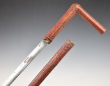 Tooled leather covered sword stick with 73cm blade, overall length 89cm. PLEASE NOTE ALL BLADED