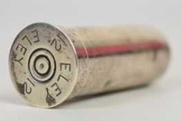 Eley novelty hallmarked silver salt in the form of a 12 bore shotgun cartridge, London 1978, maker's