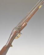 Percussion hammer action Brunswick rifle with brass trigger guard, butt plate, mounts and patch box,