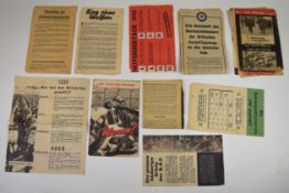 Fourteen WW2 Royal Air Force propaganda / psychological leaflets dropped by the RAF including