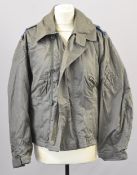 Royal Air Force Mk3 cold weather flying jacket, size 5, ink stamp dated Feb 1993, with rank insignia
