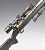 CZ American 452-2E ZKM .22 bolt-action rifle with composite stock, semi-pistol grip, leather