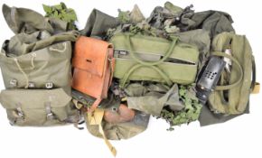 British Army Cold War equipment including sniper's camouflage cover, pouches, Bergen, holsters,