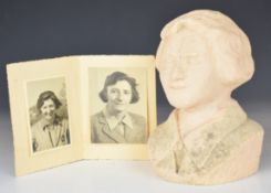 WW2 Pegasus Bridge interest carved head and shoulders of a woman, by repute from stonework / masonry