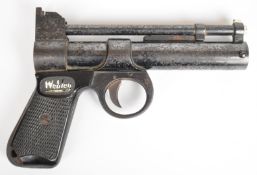 Webley Junior .177 air pistol with named and chequered grips and adjustable sights, serial number