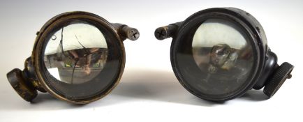 Two WW1 interest signalling lamps, one with plaque reading 'lamp signalling daylight short range