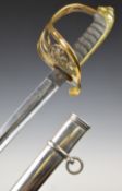 British 1845 pattern Infantry Officer's sword with shagreen covered grip, Queen Victoria cypher to