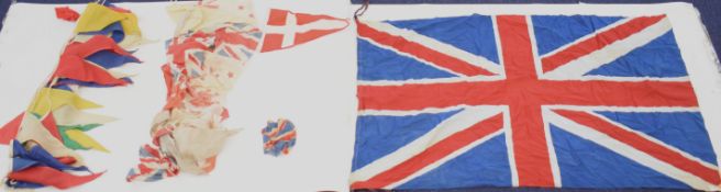Possibly VE day interest flags and bunting to include Union Jack (148 x 98cm), coloured bunting