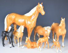 Collection of Beswick horses, mostly palomino including Xayal, mare facing right, first version