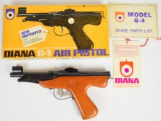 Diana G4 Mark IV .177 air pistol with adjustable sights, in original box with tag and spare parts
