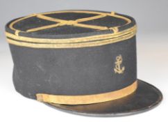 French Navy Kepi hat with fouled anchor badge and side buttons, Marcel Vidal, 8 Rue Colbert, Alger