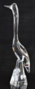 Daum clear glass stylised bird figure, signed 'Daum France', 47cm tall.
