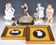 Porcelain and collectable figures including Art Deco German nude, Border Fine Arts Shepherd with
