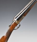 William Powell & Son 12 bore side by side ejector shotgun with border engraved locks, underside,