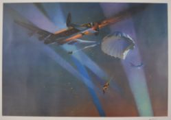 Royal Air Force WW2 interest Frank Wooton signed limited edition 90/850 print 'Lancaster Bail Out'