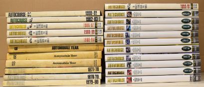 Twenty two Autocourse and Automobile Year books dating from 1971-2002