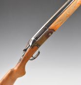 Valmet 12 bore over and under shotgun with engraved lock and underside, semi-pistol grip,