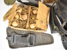 A collection of military equipment including lights, compass, bulbs etc, some in original packaging.