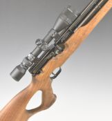 Weihrauch HW100 .22 PCP air rifle with textured semi-pistol grip, raised cheek piece, adjustable