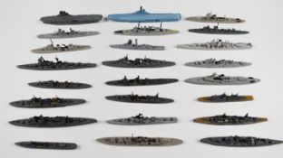 Twenty four waterline battleships, mostly metal, including Graf Spee, HMS Exeter, HMNS Achilles