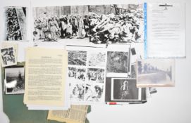 WW2 Holocaust interest photographs and copy reports from Allied Soldiers of Belsen, Neuengamme etc