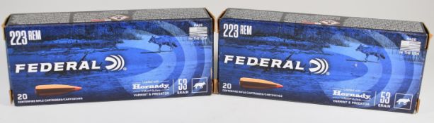 Forty .223 Federal 53g rifle cartridges, all in original boxes. PLEASE NOTE THAT A VALID RELEVANT