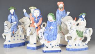 Rye Pottery six Canterbury Tales mounted figures, height 26cm