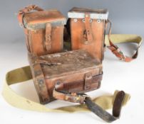 Three leather Vickers .303 machine gun magazine pouches, all with shoulder straps and dated 1944-