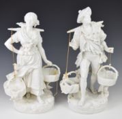 Pair of Minton 19thC grape gathering figures, each with London Blank Elite to base, height 52cm