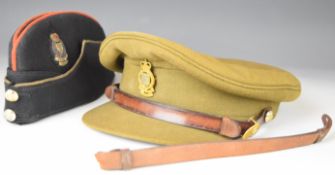 Two Royal Army Ordnance Corps officer's hats comprising side hat with bullion badge and forage cap