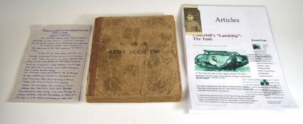 British Army handwritten and illustrated reference book relating to MKV tank, detailing many
