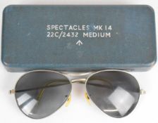 Cased pair of military sunglasses, marked to case Mk 14 22C/2432 Medium